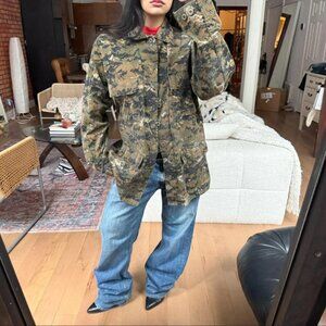 Vintage Green Pixel Camo Jacket Utility Cargo Core Grunge Streetwear